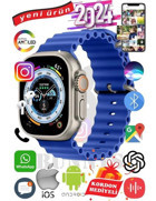 Bunnys Ultra Max 2024 Android GPS 49 mm Silikon Kordon Oval Unisex Akıllı Saat Mavi + Kordon Hediye