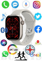 Rabbit Store HK9 Pro Max Android GPS 45 mm Silikon Örgü Kordon Kare Unisex Akıllı Saat Beyaz