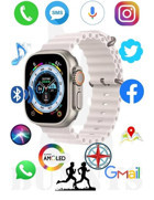 Bunnys Watch 8 Ultra Android GPS 49 mm Silikon Kordon Oval Unisex Akıllı Saat Beyaz
