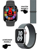 Bunnys Watch 8 Android GPS 45 mm Silikon Kordon Kare Unisex Akıllı Saat Mavi - Siyah
