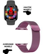 Rabbit Store Watch 8 Android GPS 45 mm Silikon Kordon Kare Unisex Akıllı Saat Mor