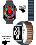 Rabbit Store Watch 8 Android GPS 45 mm Silikon Kordon Kare Unisex Akıllı Saat Lacivert