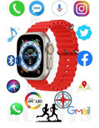 Bunnys Watch 8 Ultra Android GPS 49 mm Silikon Kordon Oval Unisex Akıllı Saat Kırmızı