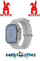 Rabbit Store Watch 8 Android GPS 45 mm Silikon Kordon Kare Unisex Akıllı Saat Beyaz