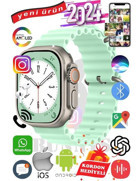 Bunnys Ultra Max 2024 Android GPS 49 mm Silikon Kordon Oval Unisex Akıllı Saat Su Yeşili + Kordon Hediye