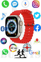 Rabbit Store Watch 8 Ultra Android GPS 49 mm Silikon Kordon Oval Unisex Akıllı Saat Kırmızı