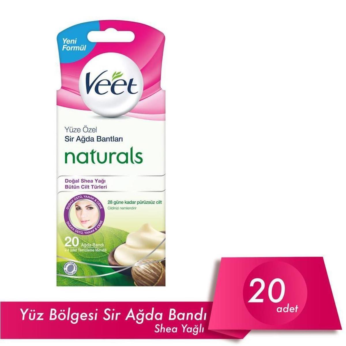 Veet Naturals Shea Yağlı Tüm Ciltler 20 Adet Yüz Ağda Bandı