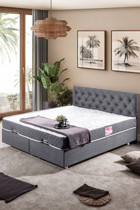 Setay Eylül 150 x 200 cm Ayrılabilen Başlıklı Çift Kişilik Sandıklı Baza Seti Gri