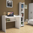 Bimossa Neslişah T1040 Kitaplıklı 80x58x113 cm Ahşap Gövdeli Mdf Ayaklı Beyaz Çalışma Masası