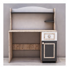 Garaj Home Ada Kitaplıklı Çekmeceli 134x60x110 cm Mdf Gövdeli Ayaklı Antrasit-Krem Çalışma Masası