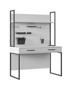 Almila Legend Moon Kitaplıklı 172x60x120 cm Ahşap Gövdeli Metal Ayaklı Beyaz Çalışma Masası