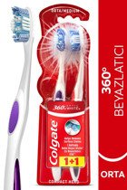 Colgate 360 Optik Beyaz Dil Ve Yanak Temizleyicili Orta Ortodontik Manuel Yetişkin Diş Fırçası Mor-Pembe
