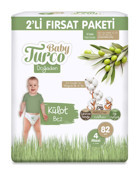 Baby Turco Doğadan 4 Numara Organik Göbek Oyuntulu Külot Bebek Bezi 82 Adet