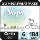 Sleepy Bio Natural 6 Numara Organik Göbek Oyuntulu Cırtlı Bebek Bezi 184 Adet