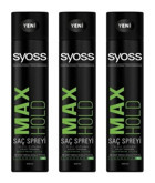 Syoss Max Hold Dolgunlaştırıcı/Hacim Islak Görünüm Keratinli Ekstra Güçlü Saç Spreyi 3x400 ml