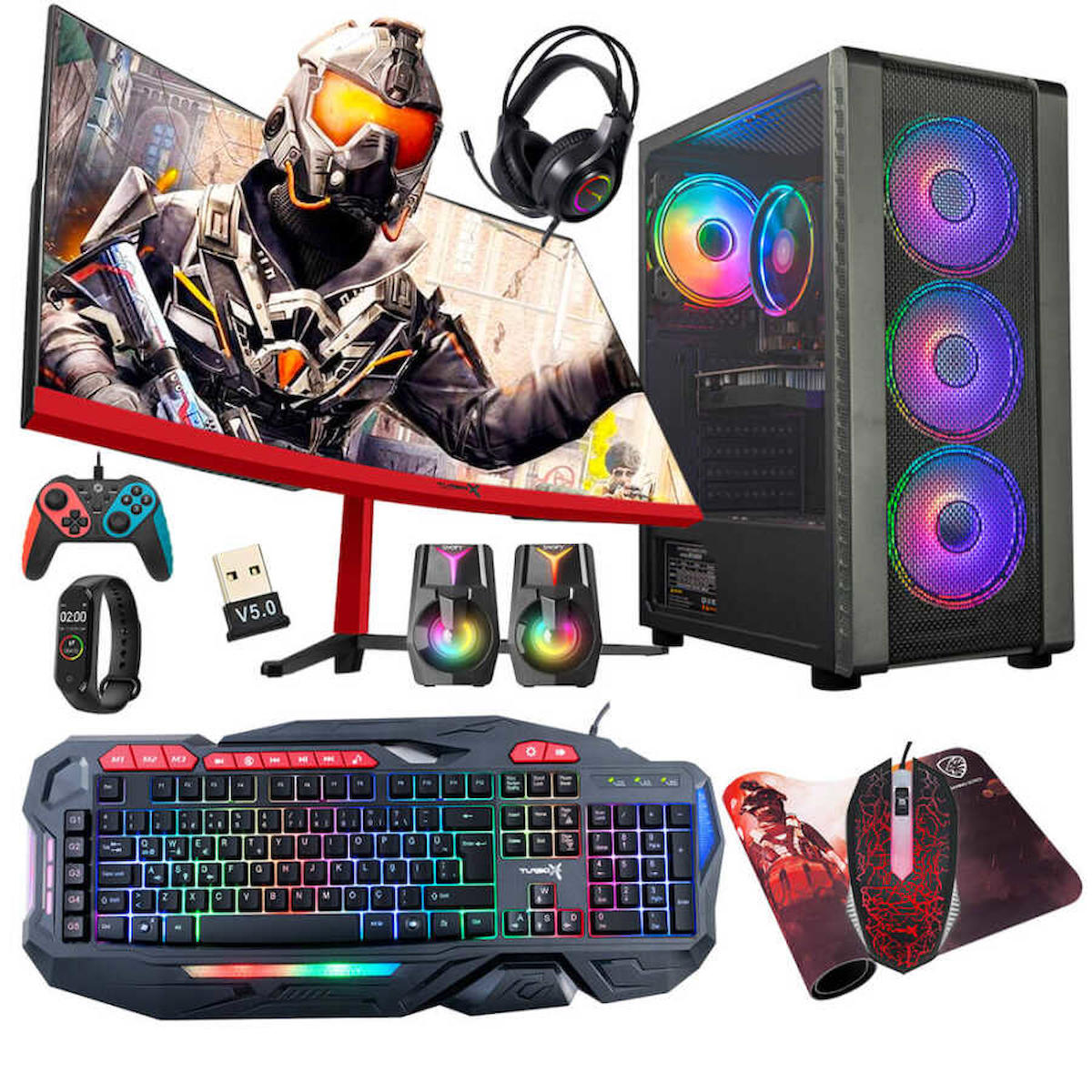 Turbox TX5142 Harici GeForce GTX 750 Tİ Intel Core i5 8400 16 GB Ram GDDR5 512 GB SSD Tower FreeDos 23.6 inç Monitörlü Masaüstü Oyuncu Bilgisayarı
