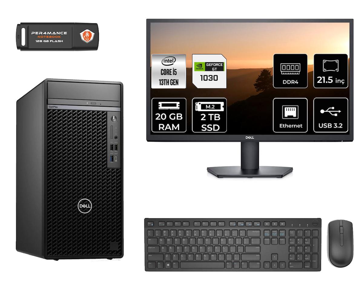 Dell Optiplex 7010 MNO7010D469 Harici GeForce GT 1030 Intel Core i5 13500 20 GB Ram 2 TB SSD Tower FreeDos 21.5 inç Monitörlü Masaüstü Oyuncu Bilgisayarı