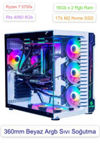 Ramtech Fairytale White Harici GeForce RTX 4060 AMD Ryzen 7 5700X 32 GB Ram 1 TB SSD Tower FreeDos Masaüstü Oyuncu Bilgisayarı