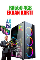 Dmc N159X Harici Radeon RX 550 Intel Core i5 3470 16 GB Ram GDDR5 256 GB SSD Tower FreeDos Masaüstü Oyuncu Bilgisayarı