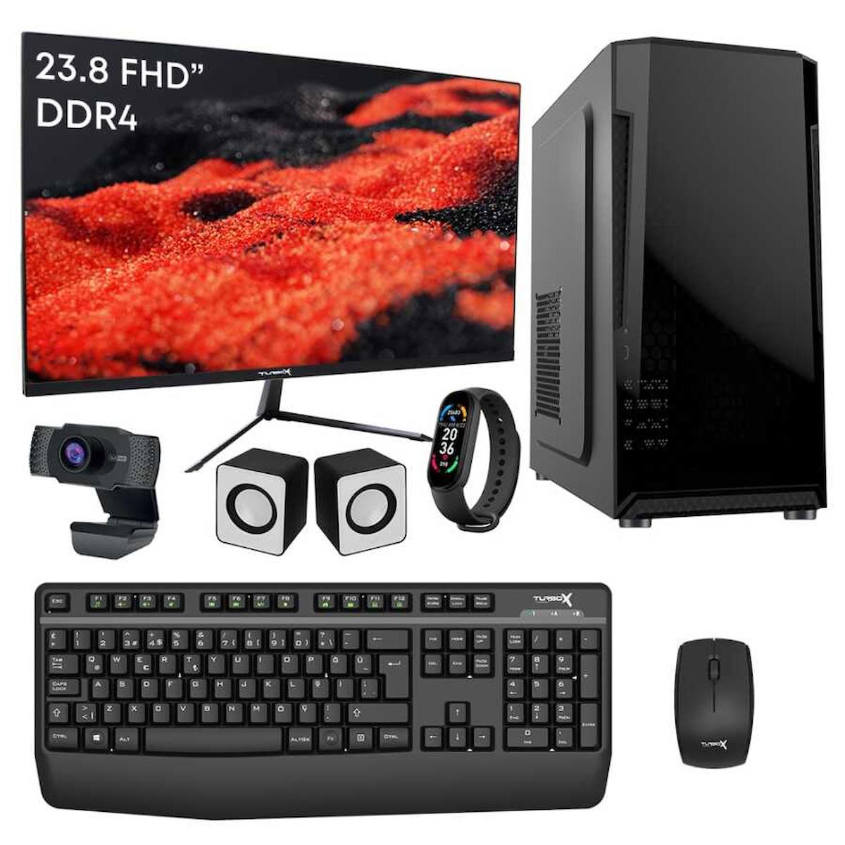 Turbox TX5400 Dahili Intel HD Graphics 630 Intel Core i3 7100 8 GB Ram DDR4 512 GB SSD Tower FreeDos 23.8 inç Monitörlü Masaüstü Bilgisayar