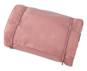 Kewendashiye Roll-Up Bölmeli Pembe Düz Katlı Polyester Büyük Boy Çok Gözlü Seyahat Makyaj Çantası