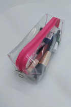 Togin Pembe Düz PVC Büyük Boy Seyahat Makyaj Çantası