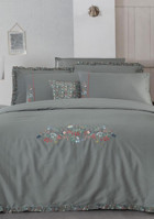 Sarev Nitra 4 Mevsim 240x220 cm Çarşaflı Çift Kişilik Nevresim Takımı Gri