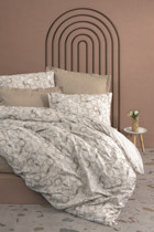 Cotton Box Minimal 4 Mevsim 220x220 cm Çarşaflı Çift Kişilik Nevresim Takımı Bej