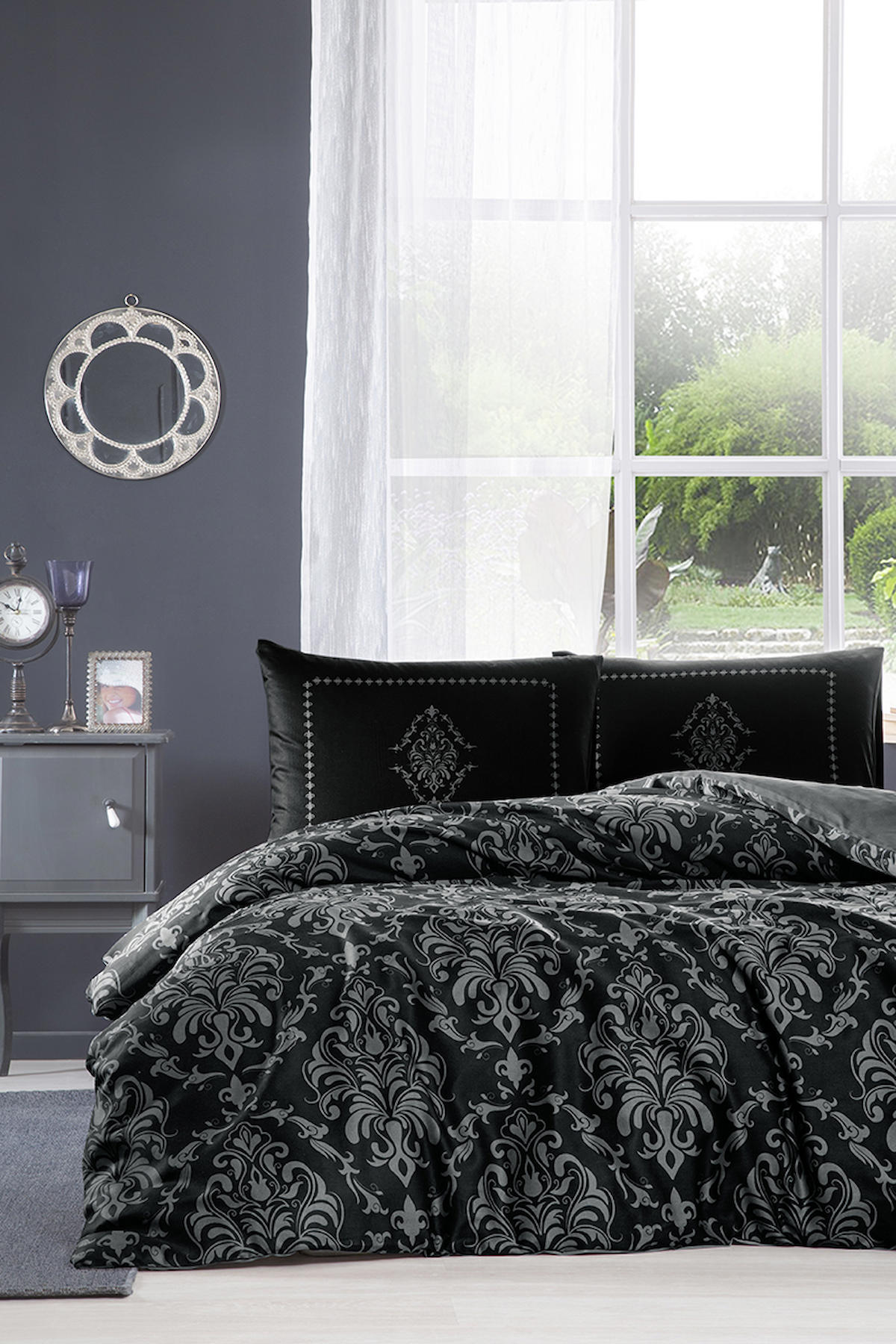 Özdilek Clasurol 4 Mevsim 200x220 cm Çarşaflı Çift Kişilik Nevresim Takımı Siyah