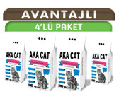 Aka Cat Topaklanan İnce Taneli Aktif Karbonlu Bentonit Kedi Kumu 4x5 lt