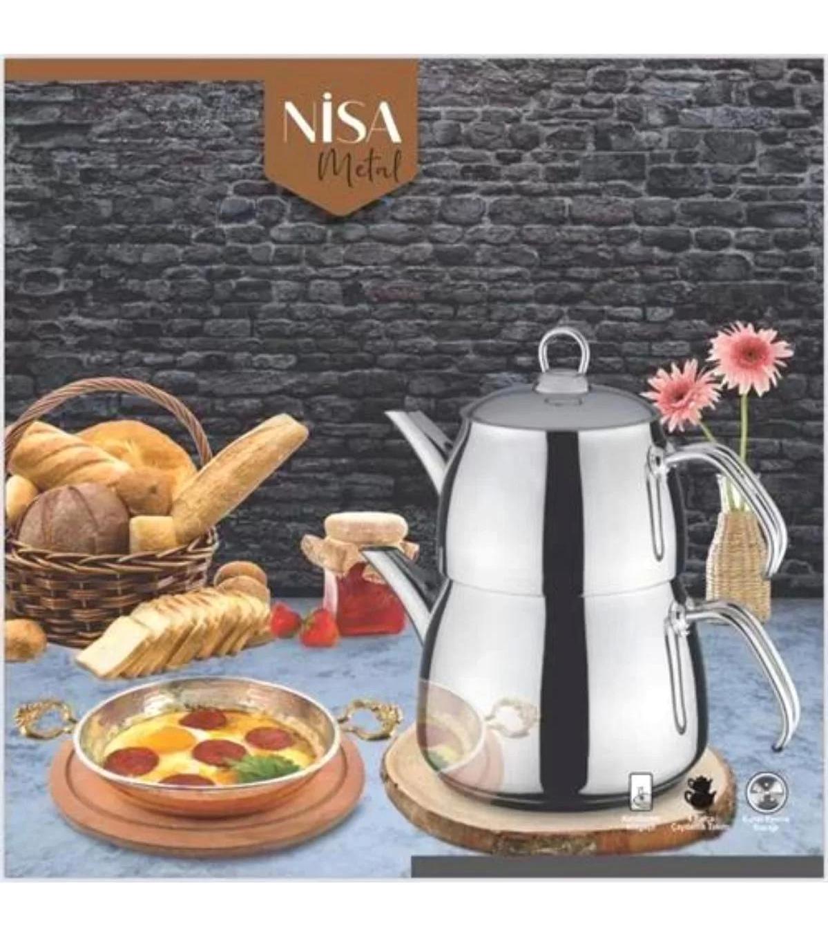 Alara NS03 Nisa Metal Çaydanlık Gri