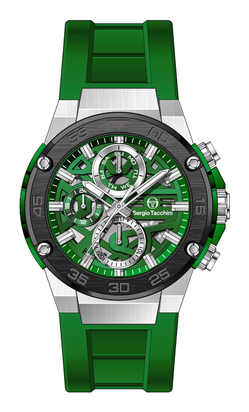 Sergio Tacchini ST.3.10006.3 Takvimli 38.5 mm Yeşil Silikon Kordon Analog Erkek Kol Saati