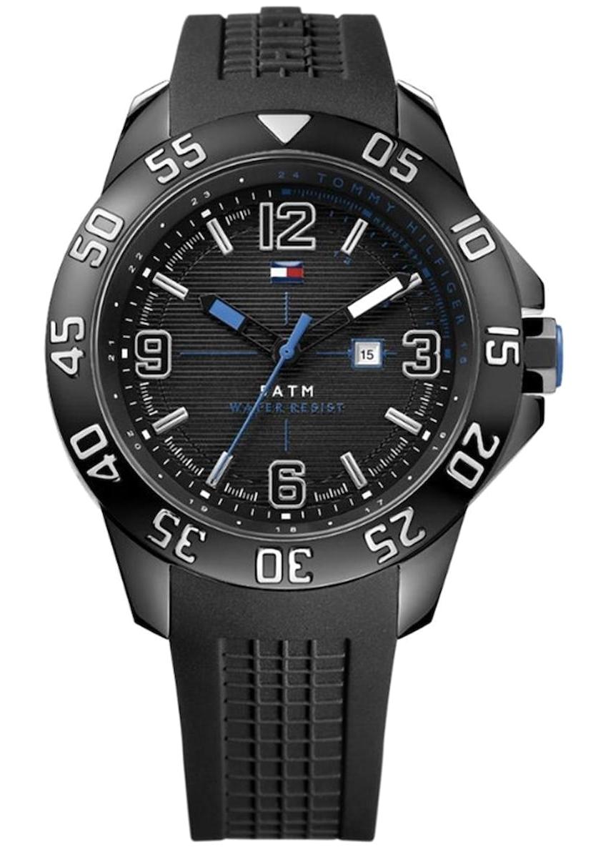Tommy Hilfiger TH1790983 Takvimli 44 mm Siyah Silikon Kordon Analog Erkek Kol Saati