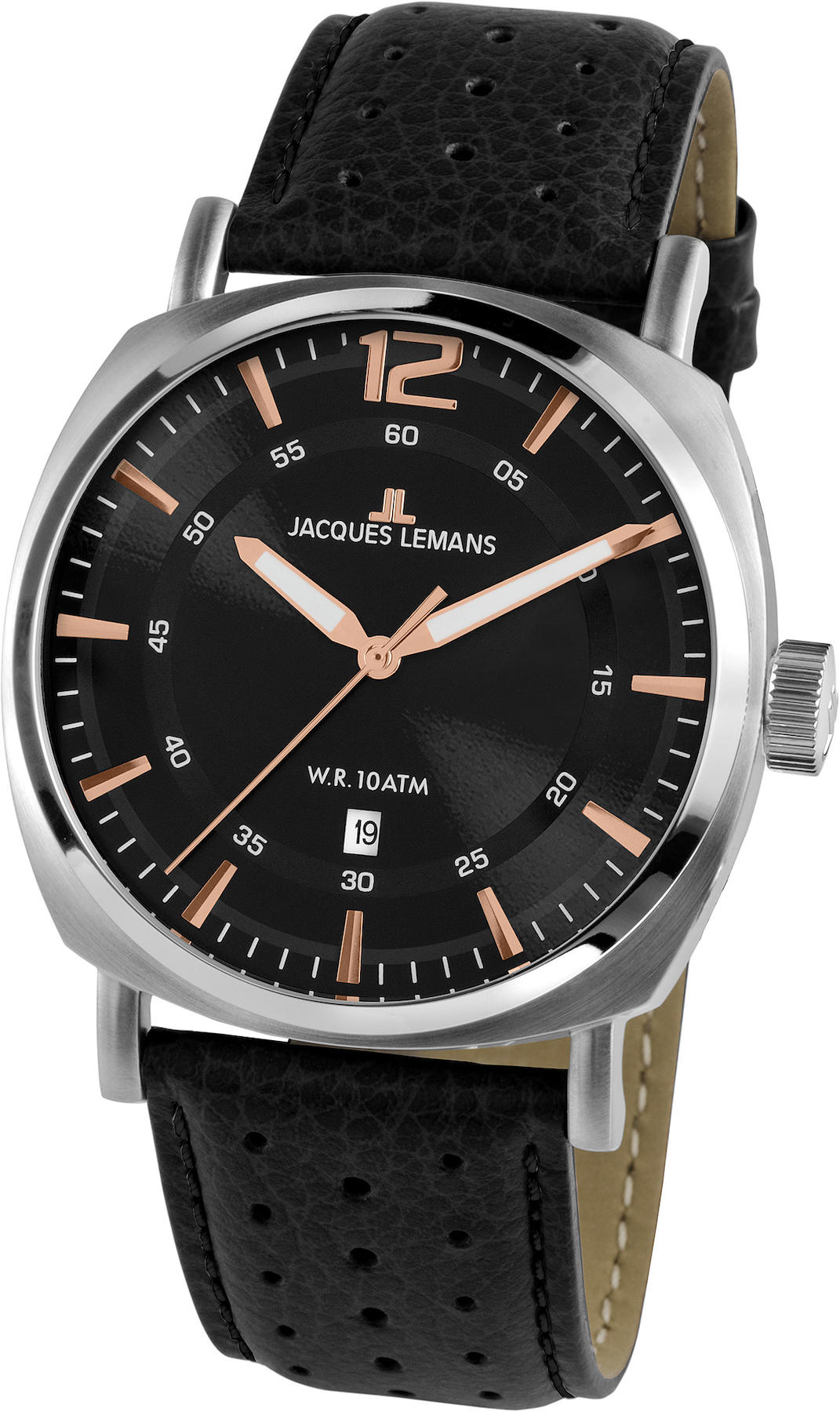 Jacques Lemans LUGANO 1-1943A Takvimli 42 mm Siyah Çelik Kordon Analog Erkek Kol Saati
