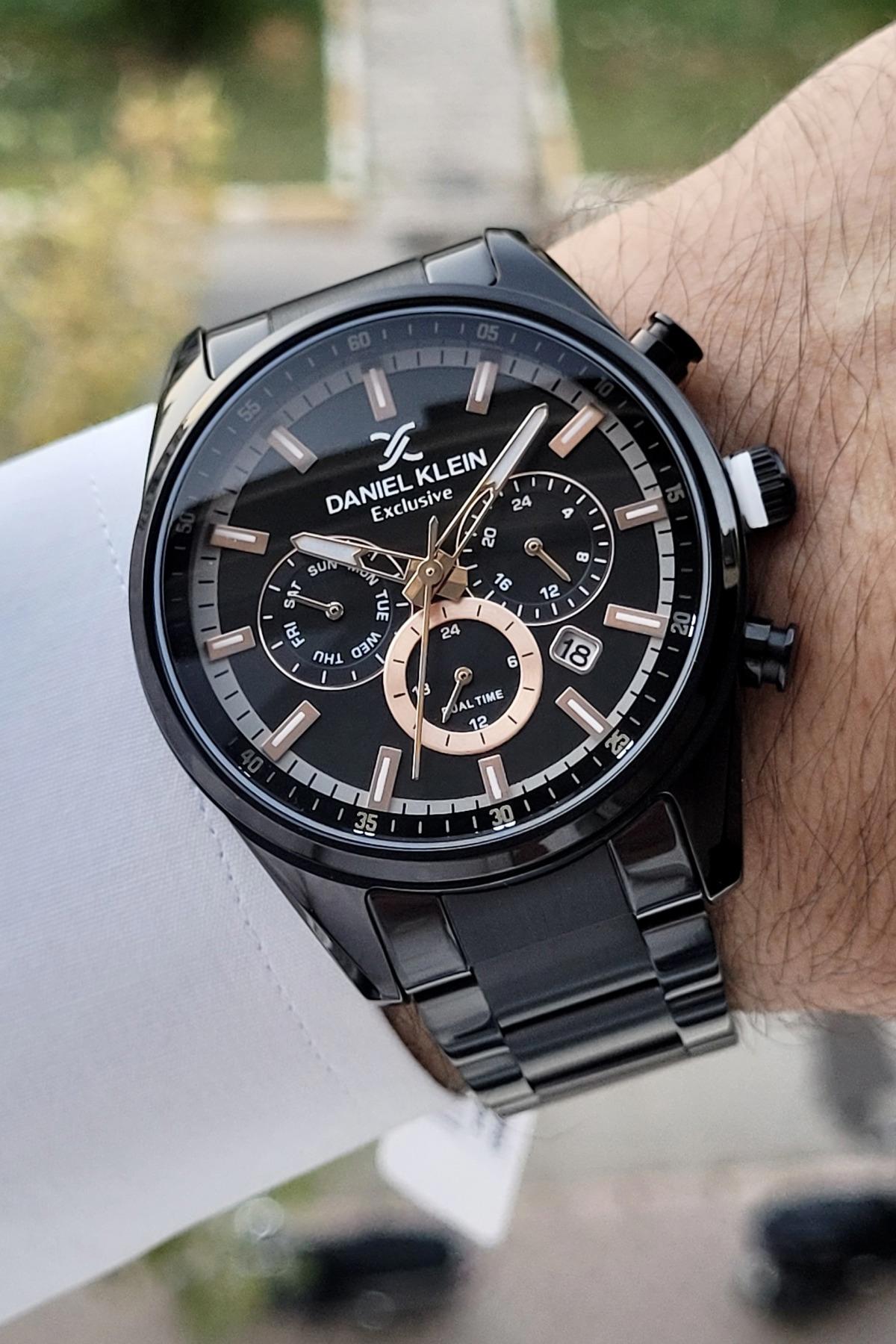 Daniel Klein DKISTE721 Takvimli 42 mm Siyah Çelik Kordon Analog Erkek Kol Saati