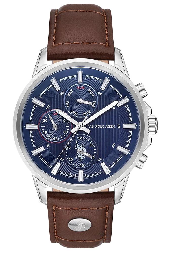 U.S. Polo Assn USPA1016-02 Takvimli 44 mm Kahverengi Deri Kordon Analog Erkek Kol Saati