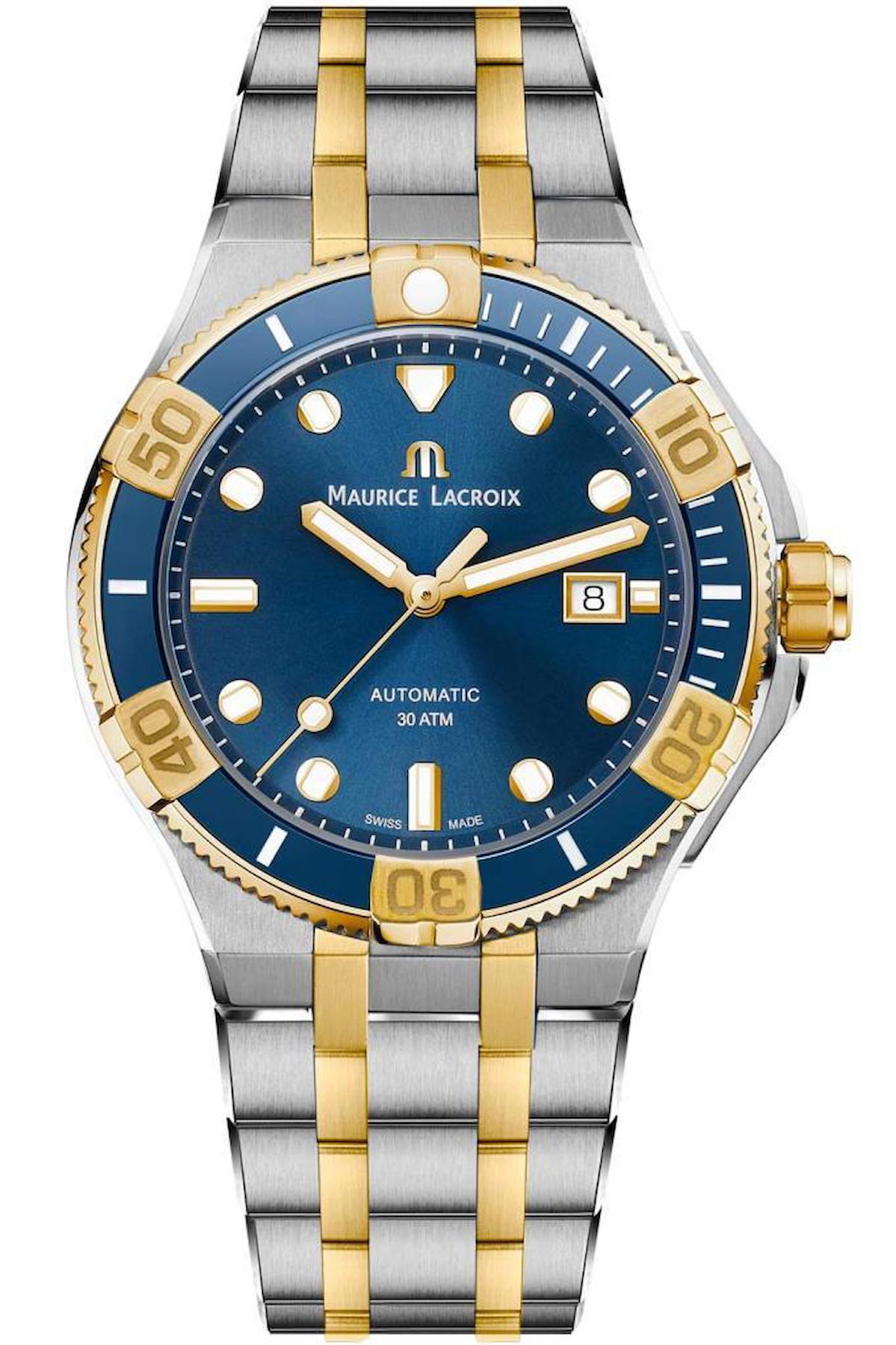 Maurice Lacroix ML-AI6058SY013430-1 Takvimli 44 mm Altın-Çelik Kordon Analog Erkek Kol Saati