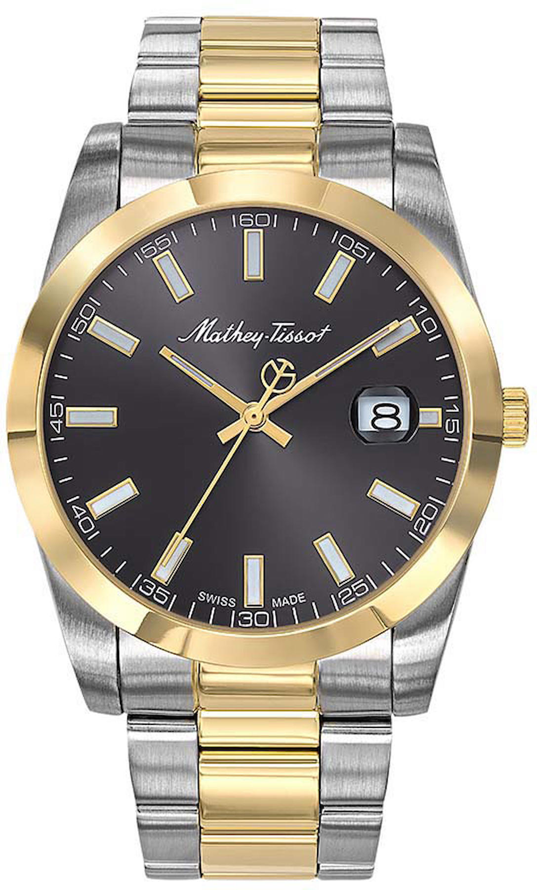 Mathey-Tissot H450BN Takvimli 40 mm Altın-Çelik Kordon Analog Kol Saati