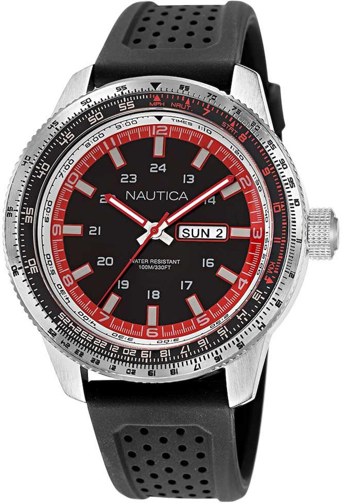 Nautica NAPP39S22 Takvimli 45 mm Siyah Silikon Kordon Analog Kol Saati