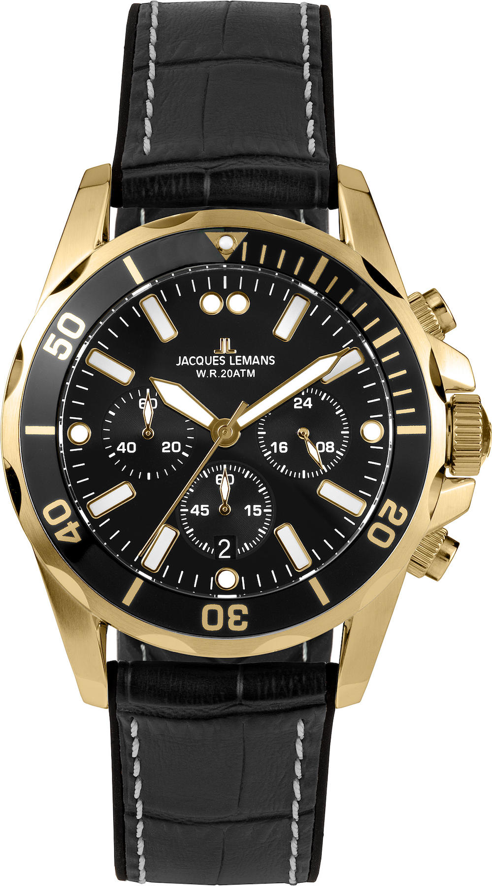 Jacques Lemans LİVERPOOL 1-2091E Takvimli 44 mm Siyah Çelik Kordon Analog Erkek Kol Saati