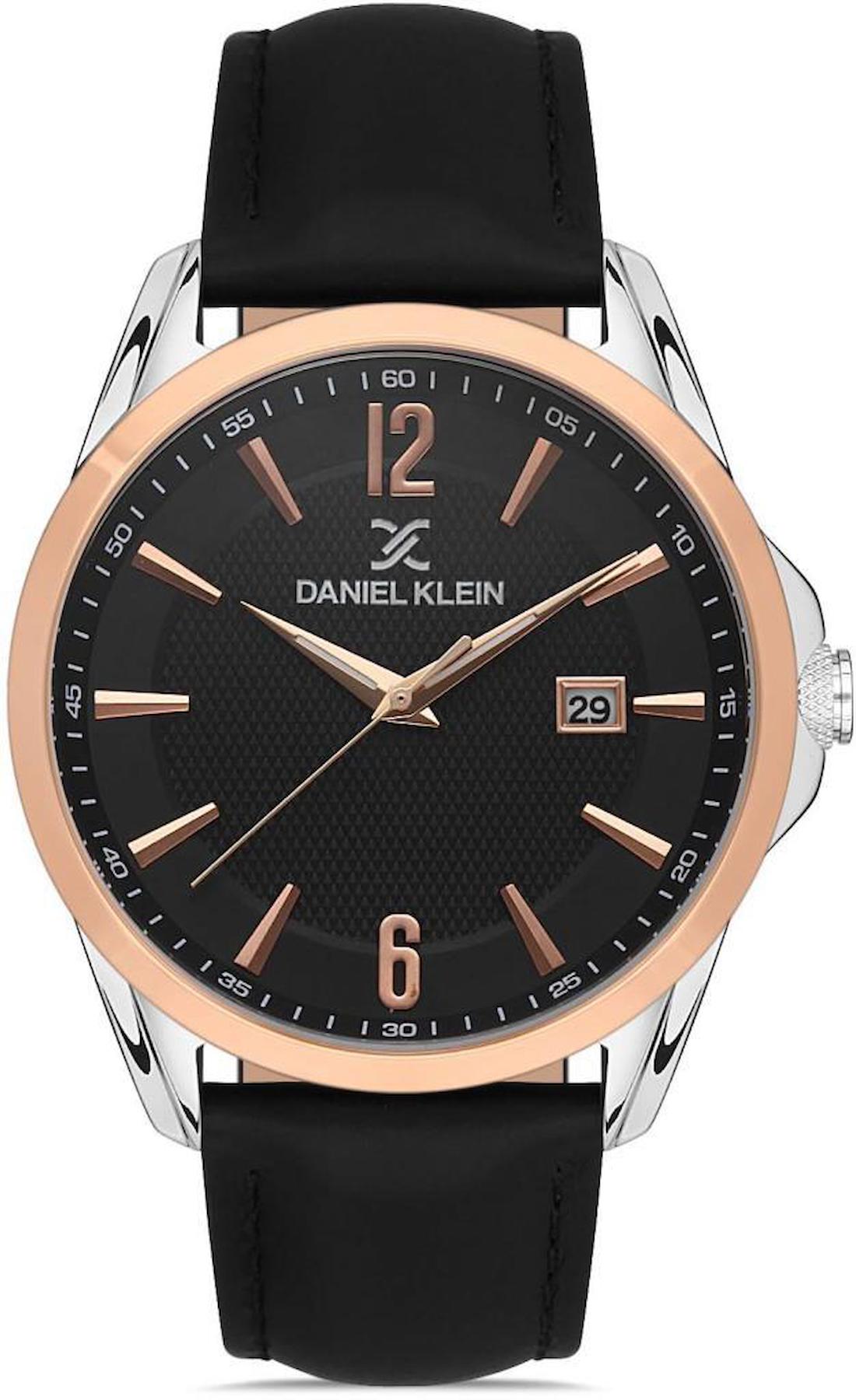 Daniel Klein DKE.1.10458.5 Takvimli 42 mm Siyah Deri Kordon Analog Erkek Kol Saati