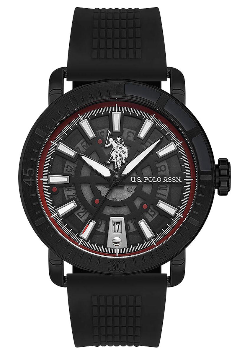 U.S. Polo Assn USPA1058-01 Takvimli 43 mm Siyah Silikon Kordon Analog Erkek Kol Saati