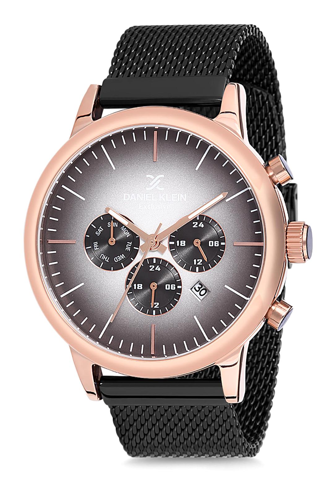 Daniel Klein DK012842G-03 Takvimli Siyah Çelik Kordon Analog Erkek Kol Saati