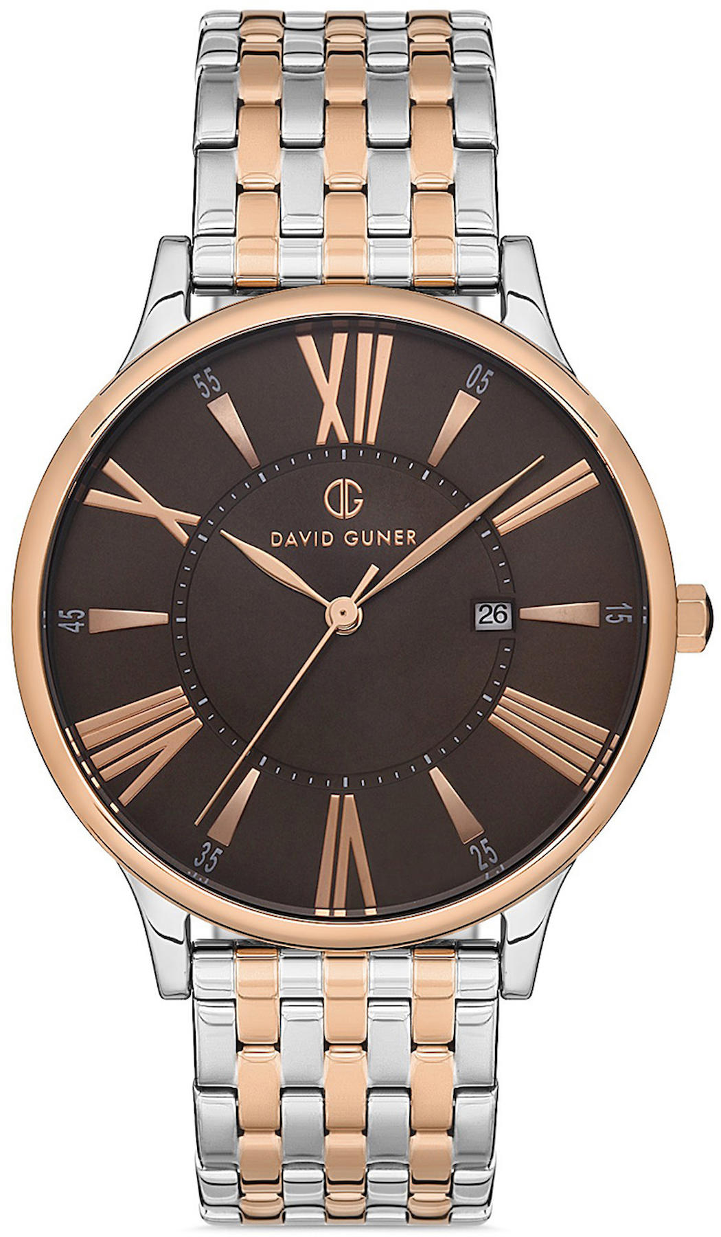 David Guner DG-8206GA-E9 Takvimli 42 mm Çelik Kordon Analog Kol Saati