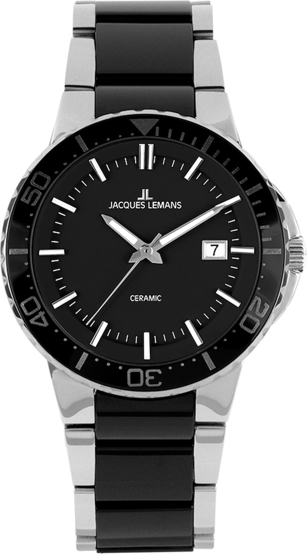 Jacques Lemans 1-2164A Takvimli 43 mm Gri-Siyah Çelik Kordon Analog Kol Saati
