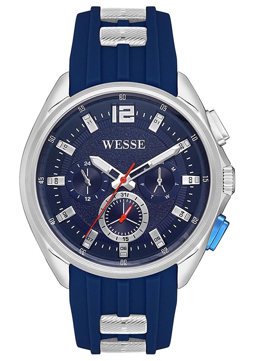 Wesse WWG401903 Pusulalı Takvimli 47 mm Lacivert Silikon Kordon Analog Erkek Kol Saati
