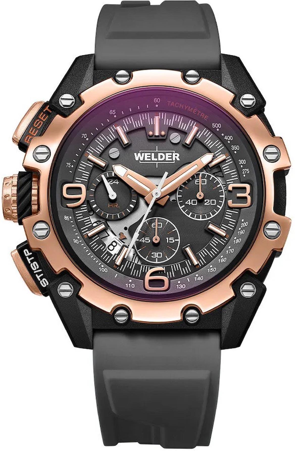 Welder Watch WWRR1008 Pusulalı Takvimli 46 mm Siyah Silikon Kordon Analog Erkek Kol Saati