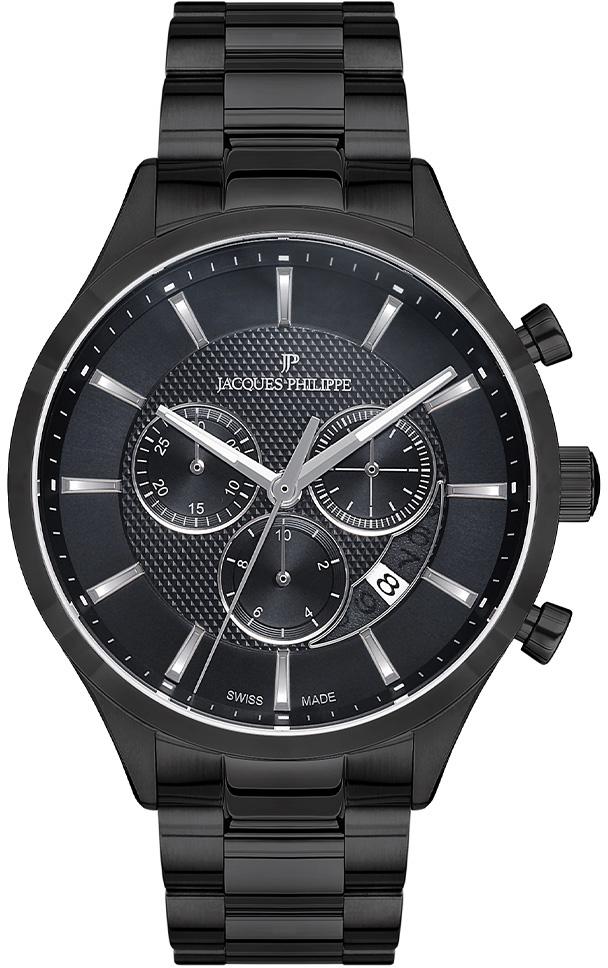 Jacques Philippe JPQGC034311 Pusulalı Takvimli 43 mm Siyah Çelik Kordon Analog Erkek Kol Saati