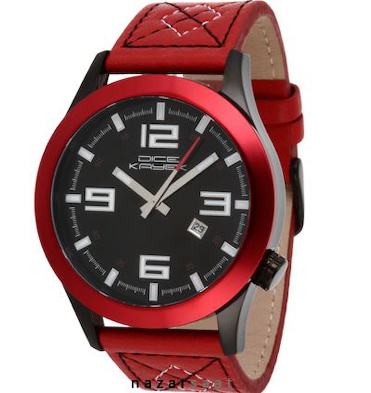 Dice Kayek D23351BD Takvimli 42 mm Kırmızı Deri Kordon Analog Erkek Kol Saati