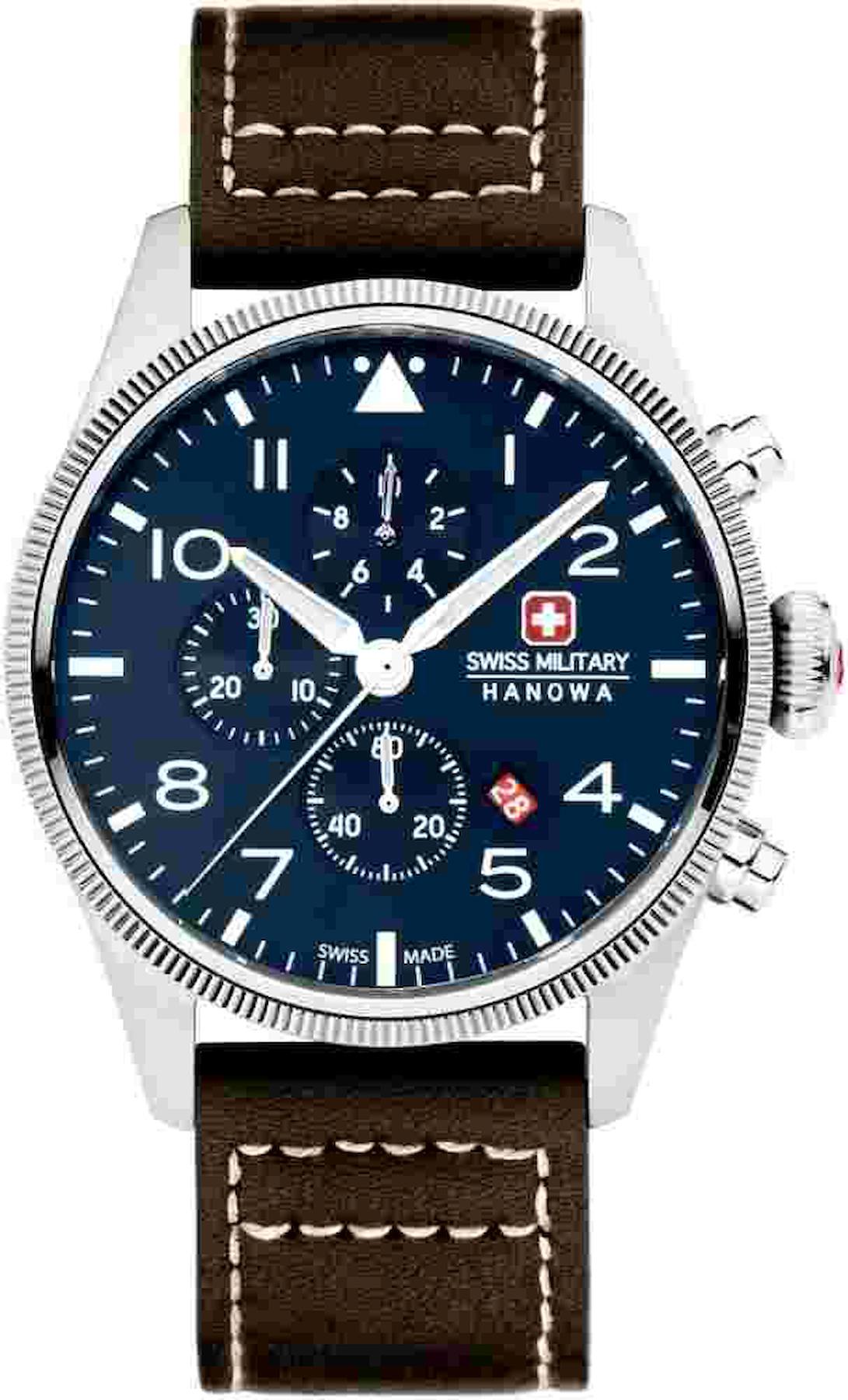 Swiss Military SMWGC0000402 Takvimli 44 mm Kahverengi Deri Kordon Analog Kol Saati